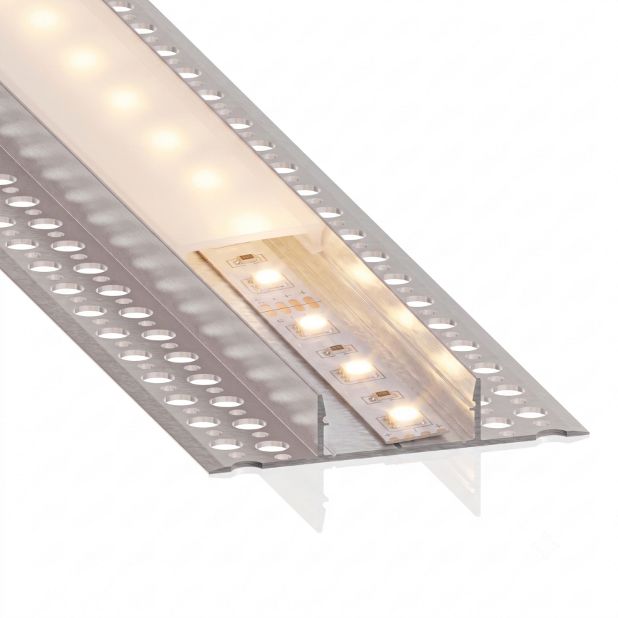 SET 1x bandă LED cu senzor de mișcare FLEX LED/3,6W/4xAA 2 m + 2x profil încastrat 1 m argintiu/alb