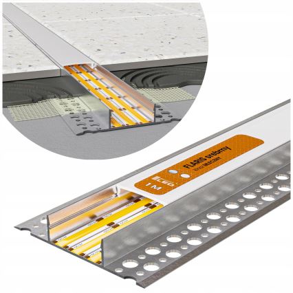 SET 1x bandă LED cu senzor de mișcare FLEX LED/3,6W/4xAA 2 m + 2x profil încastrat 1 m argintiu/alb