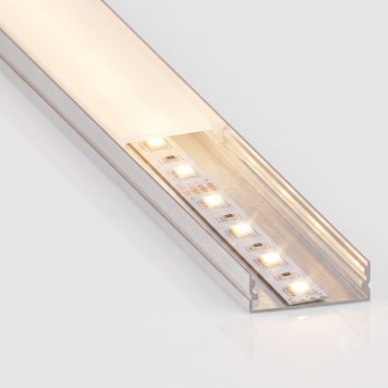 SET 1x bandă LED flexibilă cu senzor de mișcare FLEX LED/3,6W/4xAA, 2 m + 2x profile încastrate de 1 m, argintiu/alb