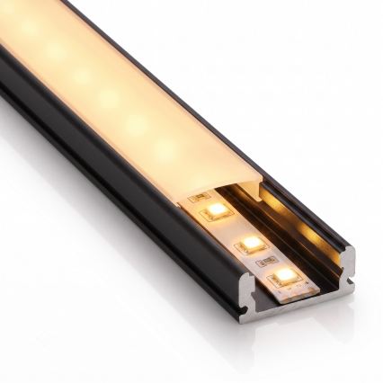 SET 1x bandă LED cu senzor de mișcare FLEX LED/3,6W/4xAA 2 m + 2x profil încastrat de 1 m negru/alb