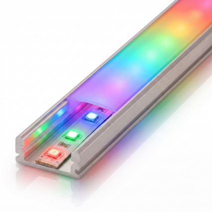 SET 1x bandă LED RGBW dimabilă DIGITAL LED/16,5W/230V 5 m + 5x profil încastrat 1 m argintiu/alb + telecomandă