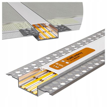 SET 1x bandă LED MYLIVING LIGHTSTRIP LED/22W/230V 5 m + 5x profil încastrat 1 m argintiu/alb