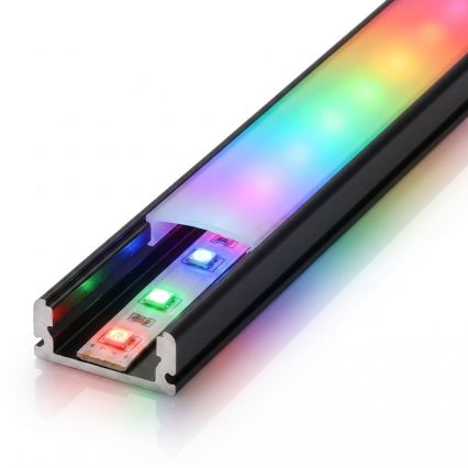 SET 1x bandă LED RGBW dimabilă DIGITAL LED/9,6W/230V 3 m + 3x profil încastrat 1 m negru/alb + telecomandă