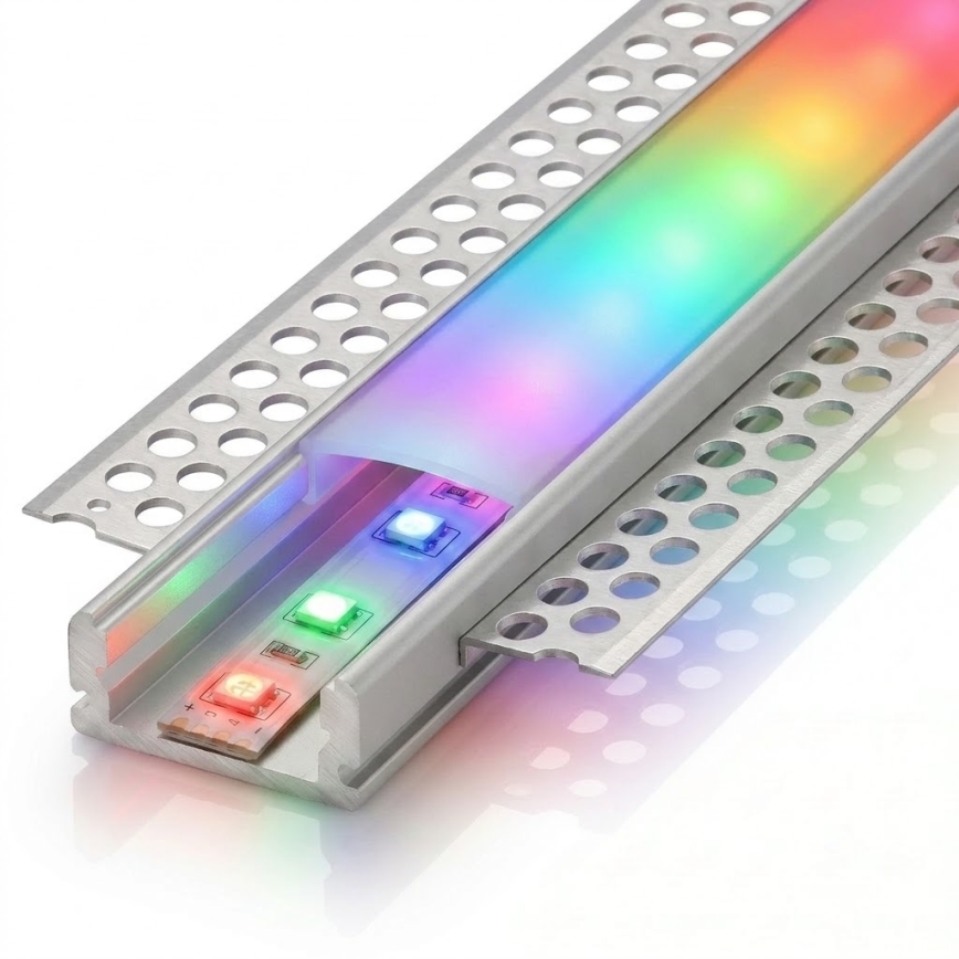 SET 1x bandă LED RGBW dimerizabilă DIGITAL LED/16,5W/230V 5 m + 5x profil de încastrat 1 m argintiu/alb + telecomandă