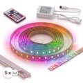 SET 1x bandă LED RGBW dimabilă DIGITAL LED/16,5W/230V 5 m + 5x profil încastrat 1 m argintiu/alb + telecomandă
