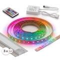 SET 1x bandă LED RGBW dimabilă DIGITAL LED/9,6W/230V 3 m + 3x profil încastrat 1 m argintiu/alb + telecomandă
