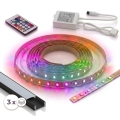 SET 1x bandă LED RGBW dimabilă DIGITAL LED/9,6W/230V 3 m + 3x profil încastrat 1 m negru/alb + telecomandă