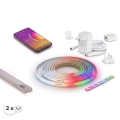 Set 1x bandă LED RGBW dimabilă Philips Hue WHITE AND COLOR AMBIANCE LED/20W/230V 2 m + 2x profil încastrat 1 m argintiu/alb