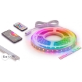 Set 1x bandă LED RGBW dimerizabilă NEO LITE MUSIC LED/24W/230V 5 m IP65 Wi-Fi Tuya + 5x profil încastrat 1 m argintiu/alb + telecomandă