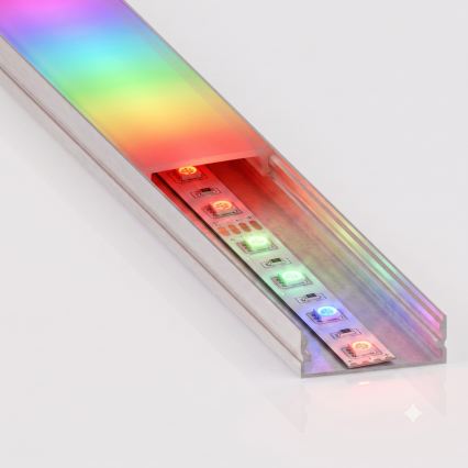 SET 1x bandă LED RGBW reglabilă NEO LITE MUSIC LED/24W/230V 5 m IP65 Wi-Fi Tuya + 5x profil încastrat 1 m argintiu/alb + telecomandă