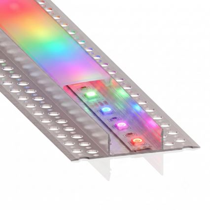 SET 1x bandă LED RGBW dimmabilă NEO LITE MUSIC LED/24W/230V 5 m IP65 Wi-Fi Tuya + 5x profil încastrat 1 m argintiu/alb + telecomandă