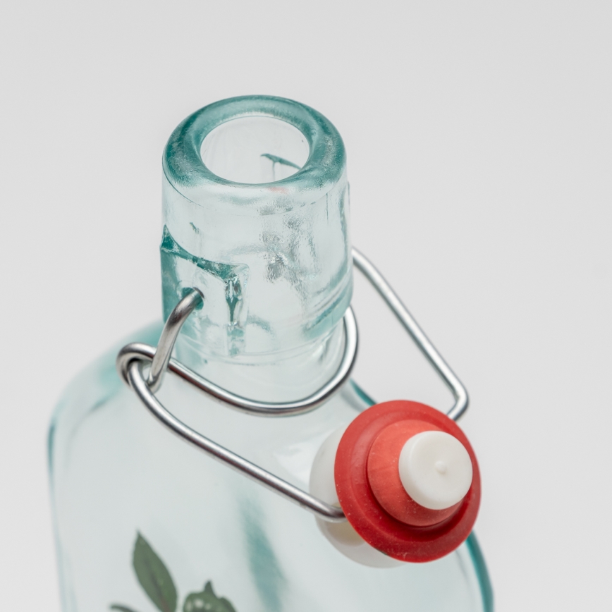 Set 1x sticlă și 2x pahar pentru tărie, transparent cu motiv de cireașă