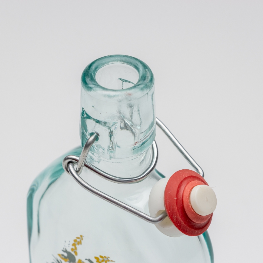 Set 1x sticlă și 2x pahar pentru tărie, transparent cu motiv de iepure de câmp