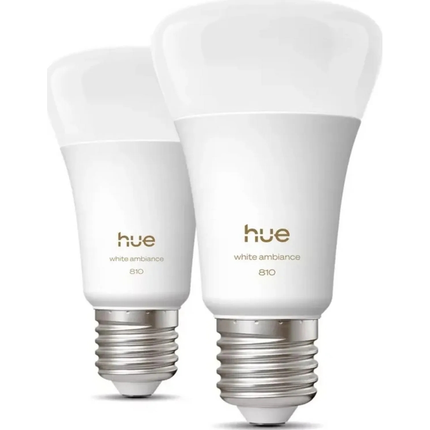 Set 2 becuri LED dimabile Philips Hue White, soclu E27, 7W, 230V, 2700K
