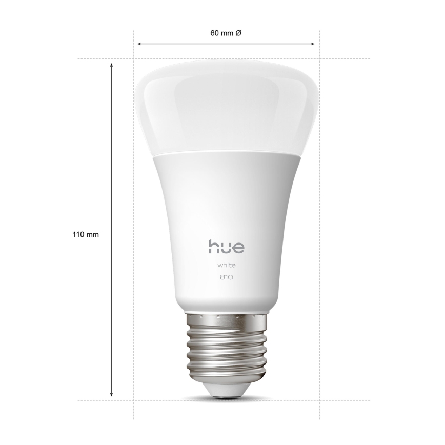Set 2 becuri LED dimabile Philips Hue White, soclu E27, 7W, 230V, 2700K
