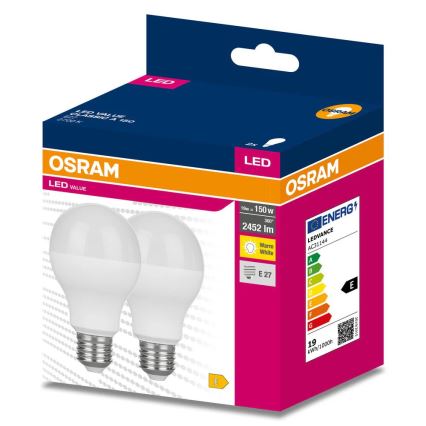 Set 2 becuri LED VALUE CLASSIC E27/19W/230V 2700K - Osram