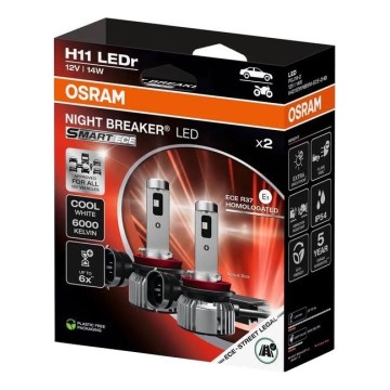 Set 2 buc. Bec LED auto NIGHT BREAKER SMART H11 PGJ19-2/14W/12V 6000K - Osram