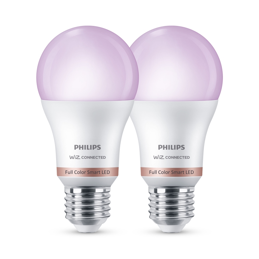 Set 2x becuri LED RGB reglabile Philips SMART A60 E27/8,5W/230V 2200-6500K