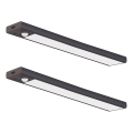 Set 2 buc. lumină LED reîncărcabilă pentru mobilier cu senzor de mișcare și senzor crepuscular VIRO LED/1,2W/3,7V 800 mAh 3000/4000/6500K 30 cm negru