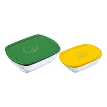 Set 2 recipiente din sticlă pentru alimente PYREX 1,2/2,5 l