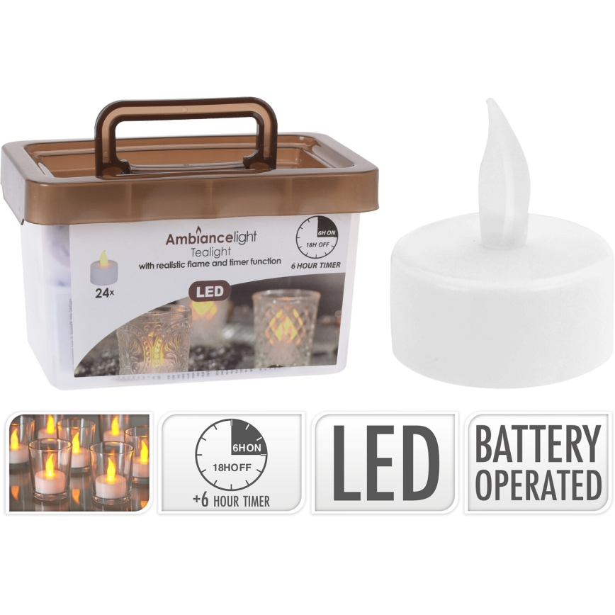 SET 24x lumânări LED pentru Crăciun, 3,8 cm, alb cald, LED/1xCR2032