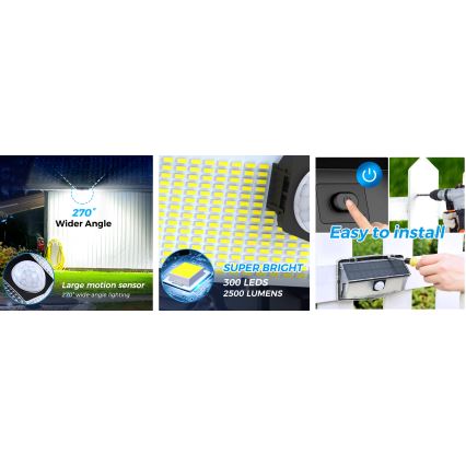 SET 2x aplică LED solară cu senzor LED/3,7V IP67 Litom