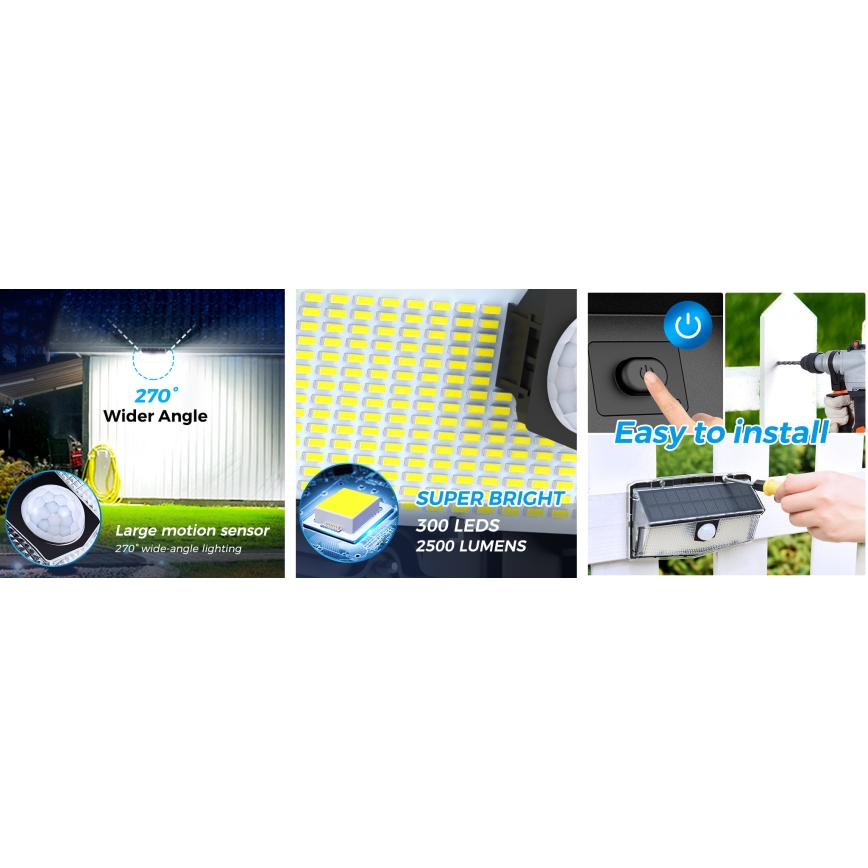 SET 2x aplică LED solară cu senzor LED/3,7V IP67 Litom