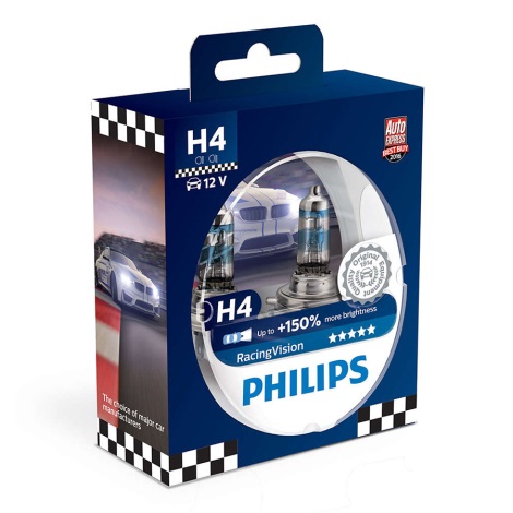 SET 2x Bec auto Philips RACINGVISION 12342RVS2 H4 P43t-38/55W/12V