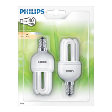 SET 2x Bec economic PHILIPS E14/8W/230V - GENIE