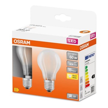 SET 2x Bec LED A60 E27/6,5W/230V 2700K Osram