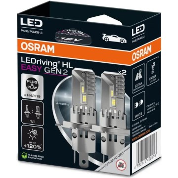 SET 2x bec LED auto Osram LEDriving H4/H19 P43t/PU43T-3/25W/12V 6500K