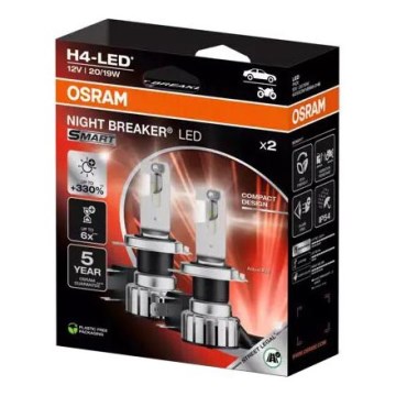 SET 2x bec LED auto Osram NIGHT BREAKER H4 P43t/20/19W/12V