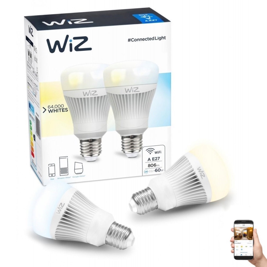 SET 2x bec LED dimabil E27/11,5W/230V 2700-6500K Wi-Fi WiZ