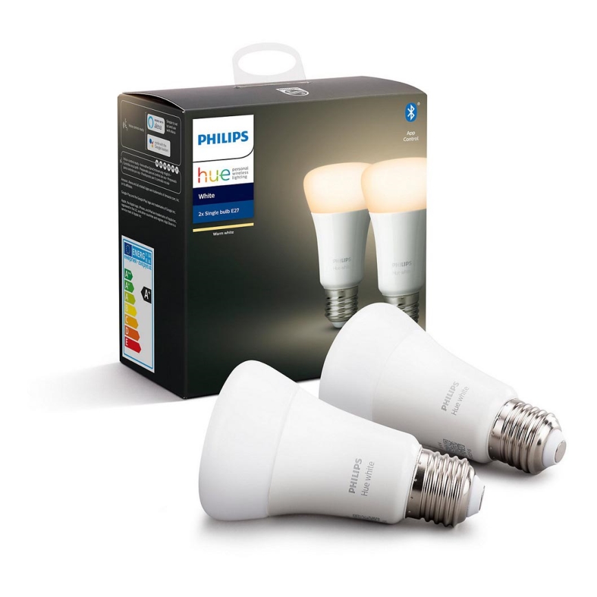 SET 2x bec LED dimabil Philips Hue WHITE E27/9W/230V 2700K