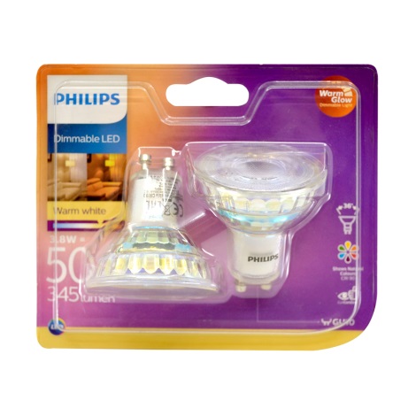Set 2x bec LED dimabil Philips Warm Glow GU10/3,8W/230V 2200K-2700K