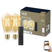 SET 2x bec LED dimabil WiZ ST64 E27/7W/230V 2000-5000K CRI 90 Wi-Fi + telecomandă