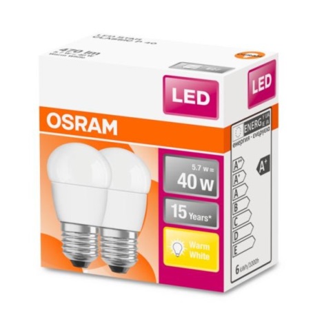 SET 2x Bec LED E27/5,7W/230V 2700K - Osram