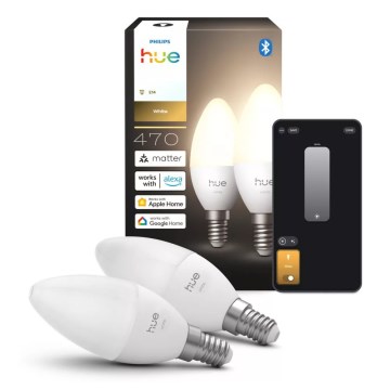 Set 2x bec LED reglabil Philips Hue WHITE B39 E14/3,9W/230V 2700K