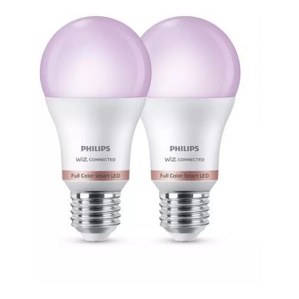 SET 2x bec LED RGB dimabil Philips A60 E27/8W/230V Wi-Fi