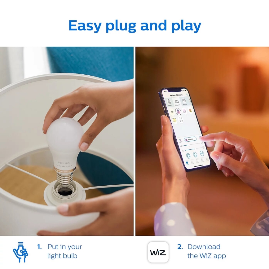 SET 2x bec LED RGB dimabil Philips A60 E27/8W/230V Wi-Fi