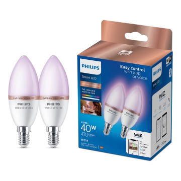 Set 2x Bec LED RGB dimmabil Philips SMART C37 E14/4,9W/230V 2200-6500K CRI 90