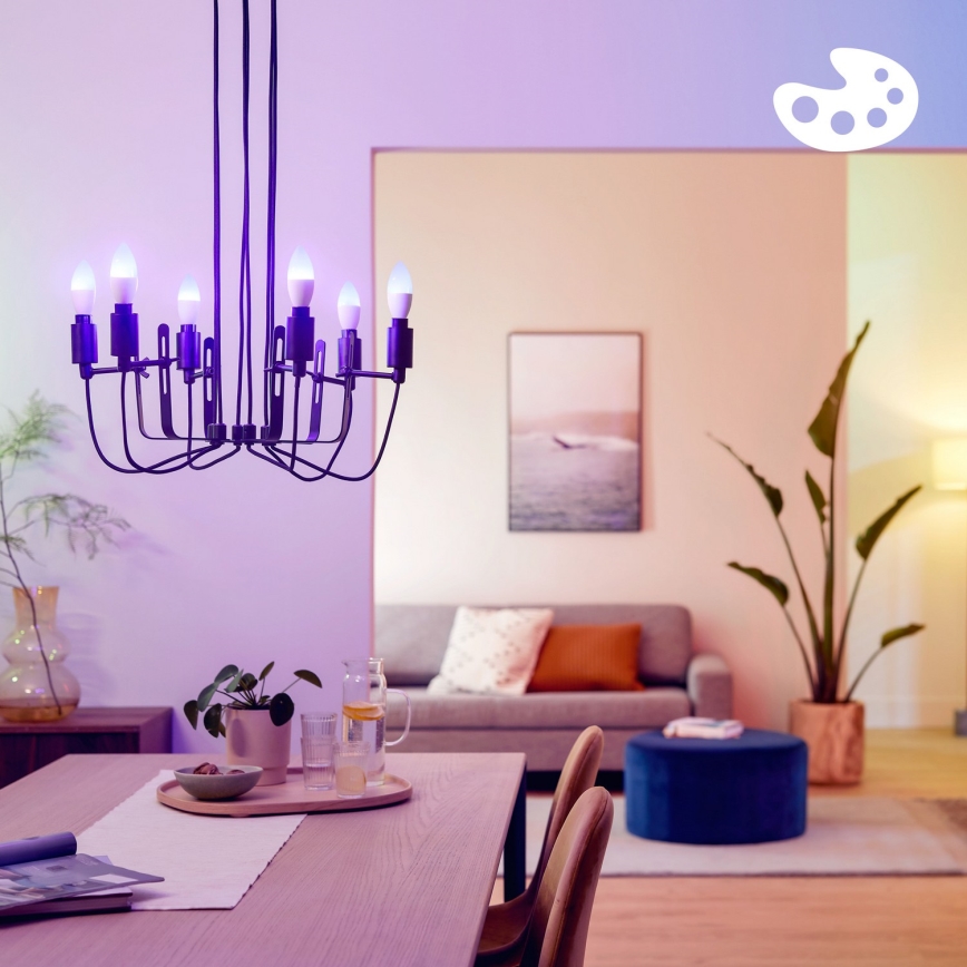 Set 2x Bec LED RGB dimmabil Philips SMART C37 E14/4,9W/230V 2200-6500K CRI 90