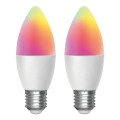 SET 2x bec LED RGBW dimabil Aigostar MESH Smart C37 E27/6,5W/230V 2700-6500K + telecomandă