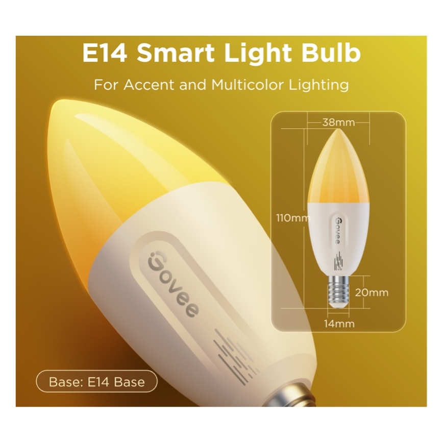 SET 2x bec LED RGBWW dimabil Govee E14/5W/230V 2700-6500K Wi-Fi