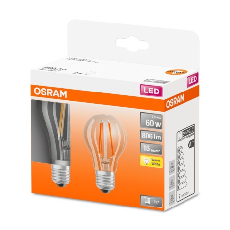 SET 2x Bec LED VINTAGE A60 E27/7W/230V 2700K - Osram