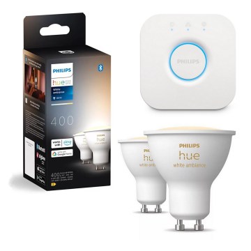 Set 2x becuri LED dimabile Philips Hue WHITE AMBIANCE GU10/4,2W/230V 2200-6500K + Hue bridge