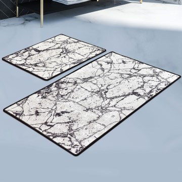 SET 2x covoraș pentru baie MARBLE 60/100 cm alb/negru