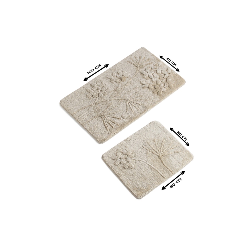 SET 2x covoraș pentru baie ORKIDE 60/100 cm bej
