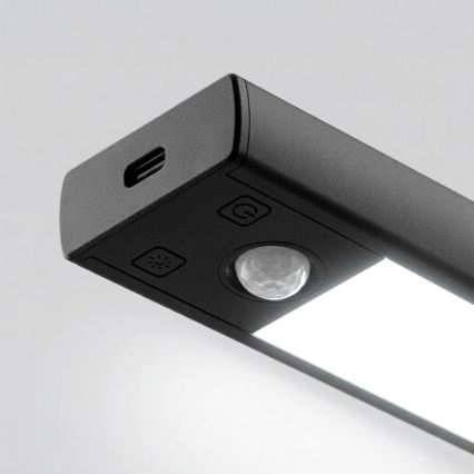 Set de 2 lumini LED reîncărcabile pentru mobilier cu senzor de mișcare și de crepuscul VIRO LED/1,2W/3,7V 800 mAh 3000/4000/6500K 30 cm negre
