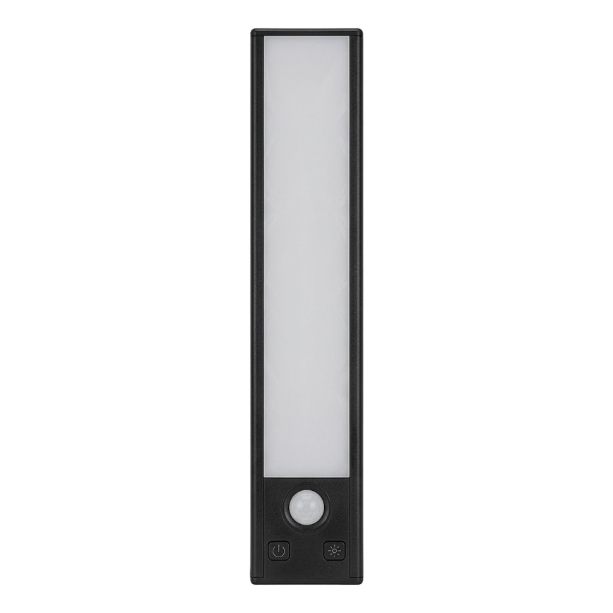 Set de 2 lumini LED reîncărcabile pentru mobilier cu senzor de mișcare și de crepuscul VIRO LED/1,2W/3,7V 800 mAh 3000/4000/6500K 30 cm negre